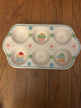 Boston Warehouse Corp. White Pink Blue Biblical Cottagecore Muffin Serving Tray